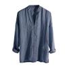 Men's Linen Cotton Long Sleeve Blouse Buttonless Solid Color Shirts Summer Fast Drying Top T-Shirt (Blue,X-Large) view 1