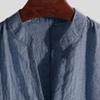 Men's Linen Cotton Long Sleeve Blouse Buttonless Solid Color Shirts Summer Fast Drying Top T-Shirt (Blue,X-Large) view 2