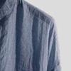 Men's Linen Cotton Long Sleeve Blouse Buttonless Solid Color Shirts Summer Fast Drying Top T-Shirt (Blue,X-Large) view 3