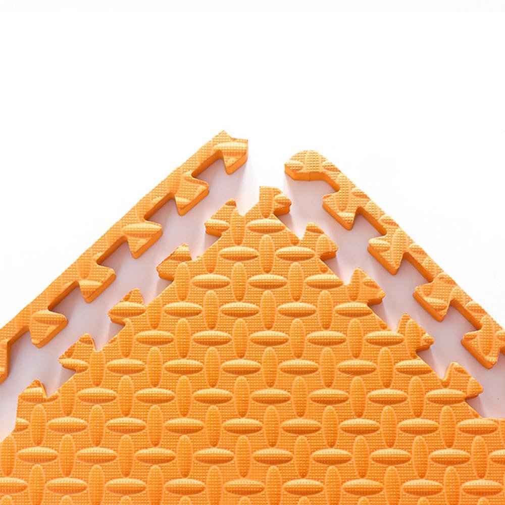 9 Tiles Interlocking Foam Mats 0.31in Thickness Foam Floor Mats for Home Gym, Fitness, Exercise Surface Protection EVA Foam Floor Padding with Border for Workout Equipment (0.31 in, Orange)