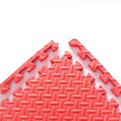 9 Tiles Interlocking Foam Mats 0.31in Thickness Foam Floor Mats for Home Gym, Fitness, Exercise Surface Protection EVA Foam Floor Padding with Border for Workout Equipment (0.31 in, red)