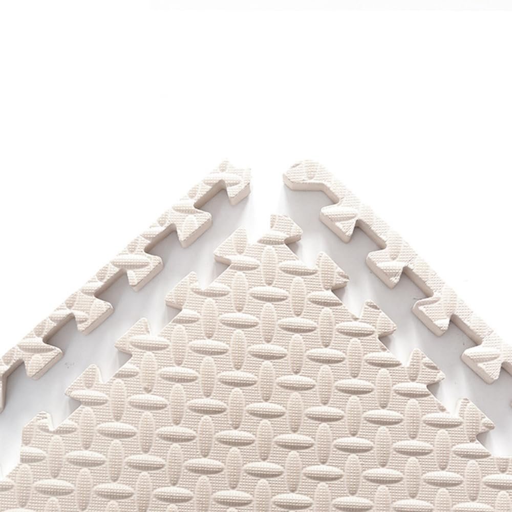 9 Tiles Interlocking Foam Mats 0.31in Thickness Foam Floor Mats for Home Gym, Fitness, Exercise Surface Protection EVA Foam Floor Padding with Border for Workout Equipment (0.31 in, White)