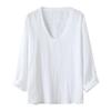 Maiyifu-GJ Men's Cotton V-Neck Long Sleeve Shirt Casual Loose Henley Shirt Summer Vocation Cool Tee Shirt (White,Medium) view 3