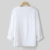 Maiyifu-GJ Men's Cotton V-Neck Long Sleeve Shirt Casual Loose Henley Shirt Summer Vocation Cool Tee Shirt (White,Medium) view 4