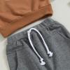 Hnyenmcko Toddler Baby Boy Clothes Long Sleeve Striped Crewneck T-Shirt Top + Solid Drawstring Pants Set Infant Fall Outfits (Brown 02, 6-12 Months) view 4