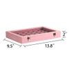 Frebeauty Velvet Jewelry Tray,35 Grid Jewelry Organizer with Clear Lid,Earring Holder Organizer Case with Clasp,Drawer Insert for Rings Studs,13.8 x 9.5 x 2 Inches,Gift for Women Girls(Pink) view 3