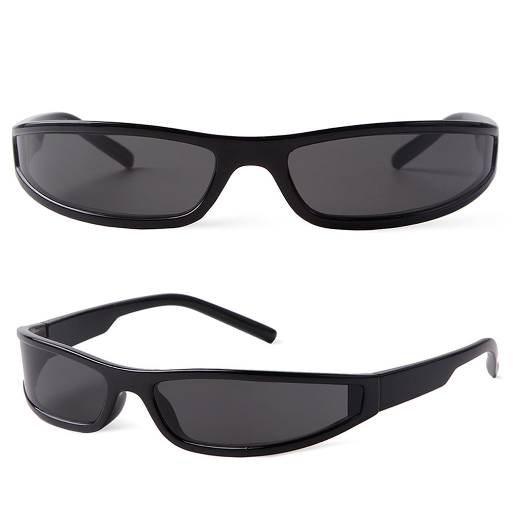 PEGH Narrow Wrap Around Sunglasses y2k for Men Women Small Black Rectangle Sun Glasses 90s Punk Futuristic Sports Shades