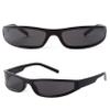 PEGH Narrow Wrap Around Sunglasses y2k for Men Women Small Black Rectangle Sun Glasses 90s Punk Futuristic Sports Shades view 1
