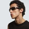 PEGH Narrow Wrap Around Sunglasses y2k for Men Women Small Black Rectangle Sun Glasses 90s Punk Futuristic Sports Shades view 2