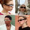 PEGH Narrow Wrap Around Sunglasses y2k for Men Women Small Black Rectangle Sun Glasses 90s Punk Futuristic Sports Shades view 3