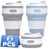 2-Pack ollapsible Cups for Traveling Reusable  12oz Leakproof Coffee Travel Mug, Silicone, Foldable & Portable for Hiking, Camping, Office | Lightweight Collapsible Coffee Cups for Easter Brunch view 1