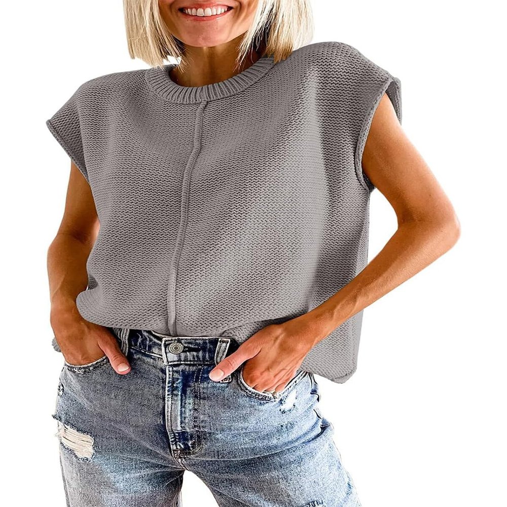 Akivide Womens Sleeveless Sweater Vest Trendy Lightweight Casual Oversized Loose Knit Tank Top Pullover Fall Winter Outfit