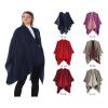 GIBZ Womens Poncho Capes and Wraps Warm Shawl Wrap Reversible Design in Solid Colour and Simplicity Cardigan Purple 160x135cm view 2