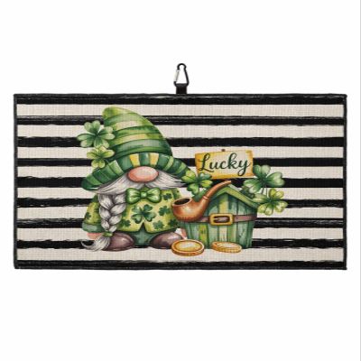 Golf Towels for Golf Bags with Clip - Funny Microfiber Waffle Pattern Golf Towel Happy St. Patrick's Day Gnome Lucky Clover Black Stripes Beige Golf Accessories for Men and Women Gifts 24x16 Inch