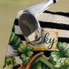 Golf Towels for Golf Bags with Clip - Funny Microfiber Waffle Pattern Golf Towel Happy St. Patrick's Day Gnome Lucky Clover Black Stripes Beige Golf Accessories for Men and Women Gifts 24x16 Inch view 2