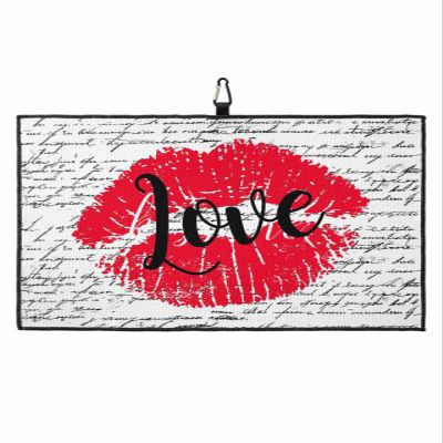 SEVENBABU Golf Towels for Golf Bags with Clip - Funny Microfiber Waffle Pattern Golf Towel Hand Drawn Red Love Lip Print Text Background Golf Accessories for Men and Women Gifts 24x16 Inch