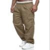 WZIKAI Mens Cargo Pants Relaxed Fit Drawstring Joggers Sweatpants for Men Workout Casual Long Trousers Light Coffee XXXL view 1