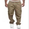 WZIKAI Mens Cargo Pants Relaxed Fit Drawstring Joggers Sweatpants for Men Workout Casual Long Trousers Light Coffee XXXL view 2