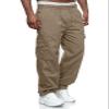 WZIKAI Mens Cargo Pants Relaxed Fit Drawstring Joggers Sweatpants for Men Workout Casual Long Trousers Light Coffee XXXL view 3