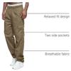 WZIKAI Mens Cargo Pants Relaxed Fit Drawstring Joggers Sweatpants for Men Workout Casual Long Trousers Light Coffee L view 4