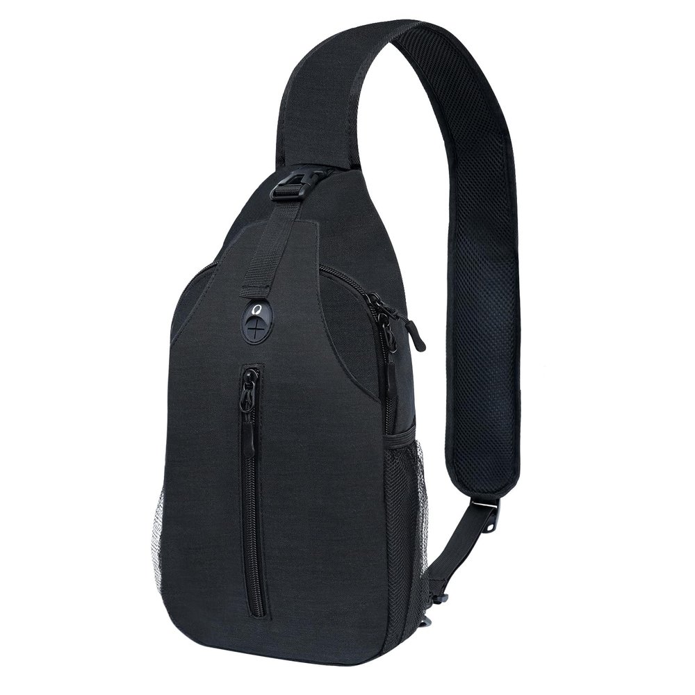 angel wish Sling-Bag Crossbody-Bag Women-Men Backpack-Daypack - Hiking Chest Travel with Water Bottle Pocket Portable Hiking Daypacks For Women Black