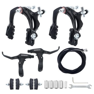 WEEROCK Bike Calip Brake Set, Front and Rear C Brake Set, Rim Brake Set with Aluminium Alloy Brake levers, Bike Cables for Kids Bike, Child Bike, Student Bicycle, BMXBeach Bike, Commuter Bike