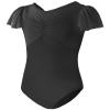 Daydance Black Gymnastic Leotards for Girls Ballet, Dance with Flutter Sleeve view 2