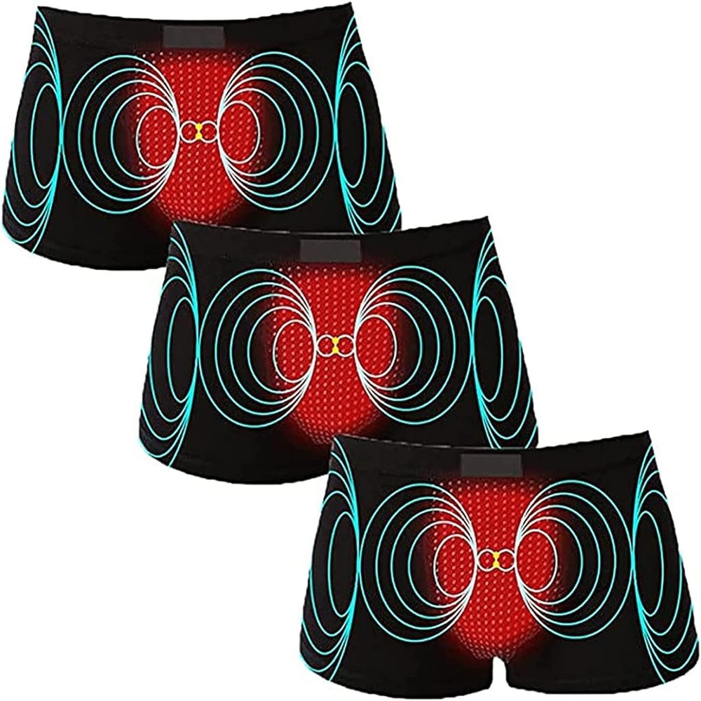 3-Packs Magnetic Therapy Energetic Men Pant Tourmaline Prostate Therapy Panties Comfort Physiological Underwear (Color : 1, Size : 3X-Large)