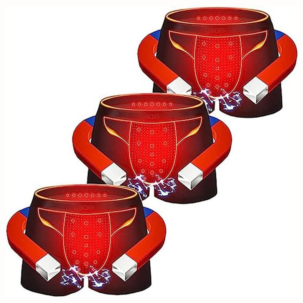 DaoGeSir Magnetic Therapy Energetic Men Pant 3-Packs Enlargement Underwear Tourmaline Prostate Therapy Panties Shorts (Color : 1, Size : 4X-Large)