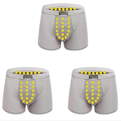 3pcs Magnetic Underwear Boxershorts For Men, Physiological Underwear Tourmaline Prostate Therapy Panties (Color : 3, Size : 4X-Large)