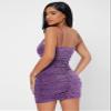 Women's Dresses Backless Ruched Glitter Bodycon Dress Dress for Women (Color : Violet Purple, Size : X-Small) view 2