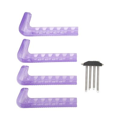 HERCHR Adjustable Skate Guards, 2 Pairs Portable Ice Skate Blade Covers Hockey Protector with 4pcs Springs for Figure Skates Ice Skate Guards Hockey Skate Guards Hockey Equipment(Purple)