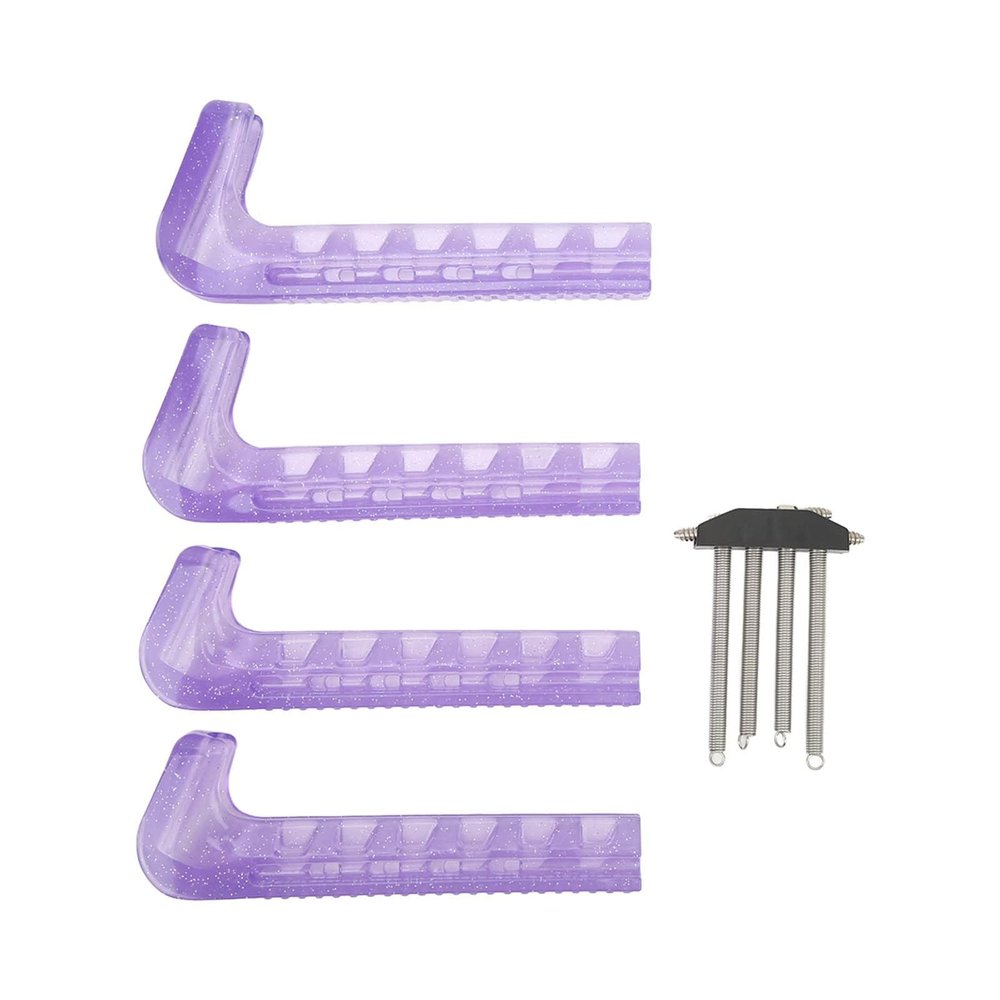 HERCHR Adjustable Skate Guards, 2 Pairs Portable Ice Skate Blade Covers Hockey Protector with 4pcs Springs for Figure Skates Ice Skate Guards Hockey Skate Guards Hockey Equipment(Purple)