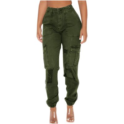 Cargo Pants Parachute Womens Relaxed Fit Casual Hiking Streetwear Elastic Camo Pants Fashion Y2K Teen Girls Trousers