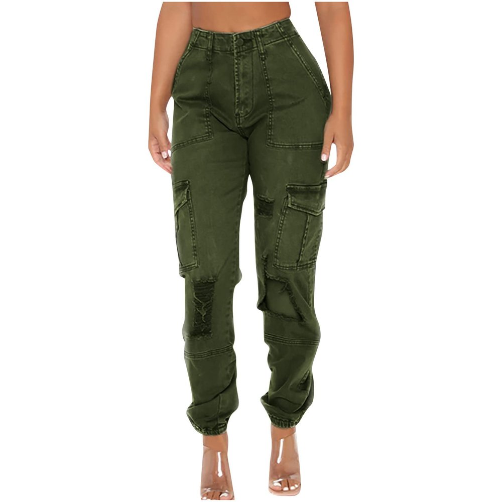 Cargo Pants Parachute Womens Relaxed Fit Casual Hiking Streetwear Elastic Camo Pants Fashion Y2K Teen Girls Trousers