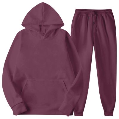 WENKOMG1 2 Piece Tracksuits for Men,Solid Casual Spring Fall Sports Set Swearshirt and Sweatpant Unisex Active Outfits,Mens Crewneck Sweatshirts Green Hoodie Oversized Sweatshirt(Wine,Small)