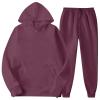 WENKOMG1 2 Piece Tracksuits for Men,Solid Casual Spring Fall Sports Set Swearshirt and Sweatpant Unisex Active Outfits,Mens Crewneck Sweatshirts Green Hoodie Oversized Sweatshirt(Wine,Small) view 1