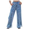 Boyfriend Jeans Women Cargo Pants Fashion Baggy Straight Wide Leg High Waist Y2k Teen Girls Parachute Streetwear Pants Blue view 1