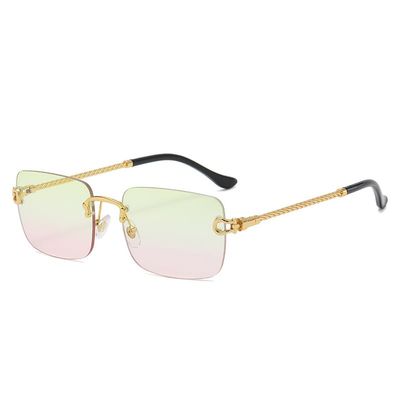 UQKY Retro Fashion Sunglasses,Women Men Rimless Gradient Sun Glasses Shades Cutting Lens (Gold Yellow Pink)