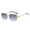 UQKY Retro Fashion Sunglasses,Women Men Rimless Gradient Sun Glasses Shades Cutting Lens (Gold Yellow Pink) view 2