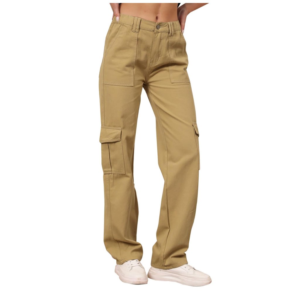 High Waist Baggy Parachute Cargo Pants Women Stretchy Relaxed Fit Straight Wide Leg Y2K Teen Girls Fashion Jeans Pants