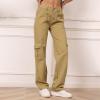 High Waist Baggy Parachute Cargo Pants Women Stretchy Relaxed Fit Straight Wide Leg Y2K Teen Girls Fashion Jeans Pants view 2