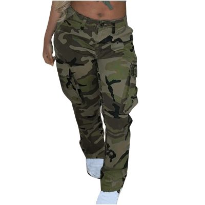 Cargo Pants Parachute Womens Relaxed Fit Casual Hiking Streetwear Elastic Camo Pants Fashion Y2K Teen Girls Trousers
