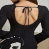 Women's Dresses Figure Graphic Lettuce Trim Tie Backless Bodycon Dress Dress for Women (Color : Black and White, Size : X-Small) view 4