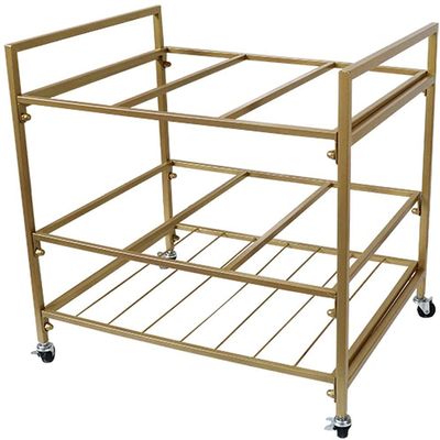 JYDQM Rolling Indoor Yoga Mat Storage Bin,Large Capacity Yoga Mat Cart with Wheels,Organizer Basket for Foam Rollers/Yoga Blocks/Gym Mats (Color : Gold)