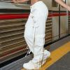 Cargo Pants Women Parachute Straight Wide Leg Baggy Pants High Waist Baggy Stretchy Trendy Y2k Teen Girls Trousers White view 4