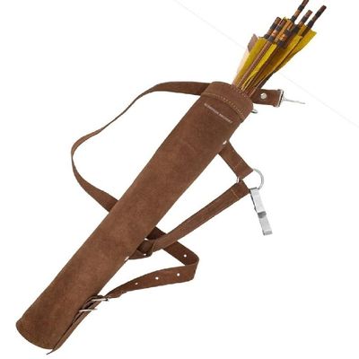 SCORPION ARCHERY Traditional Shoulder Back Quiver Bow Arrow Holder Handmade Straps Belt Adjustable Lightweight & Comfortable Cow Leather Gift for him Aniversary Gift (Suede Brown)