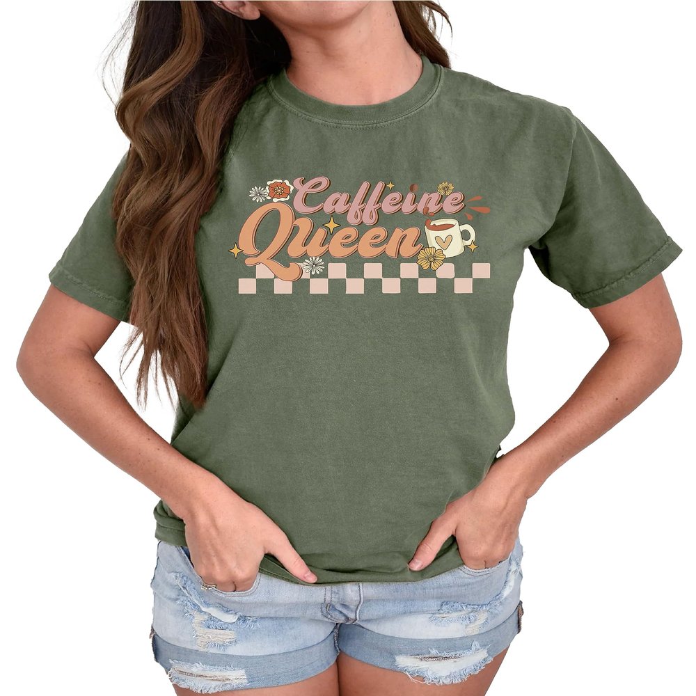Caffeine Queen Shirt Gift for Coffee Lover Coffee Drinker T-Shirt #00344_111