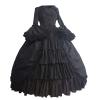 NATHGAM Women Vintage Gothic Court Square Collar Princess Dress Cute Girl Dress Patchwork Bow Long Sleeve Medieval Dress Black view 1