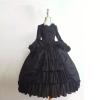 NATHGAM Women Vintage Gothic Court Square Collar Princess Dress Cute Girl Dress Patchwork Bow Long Sleeve Medieval Dress Black view 4